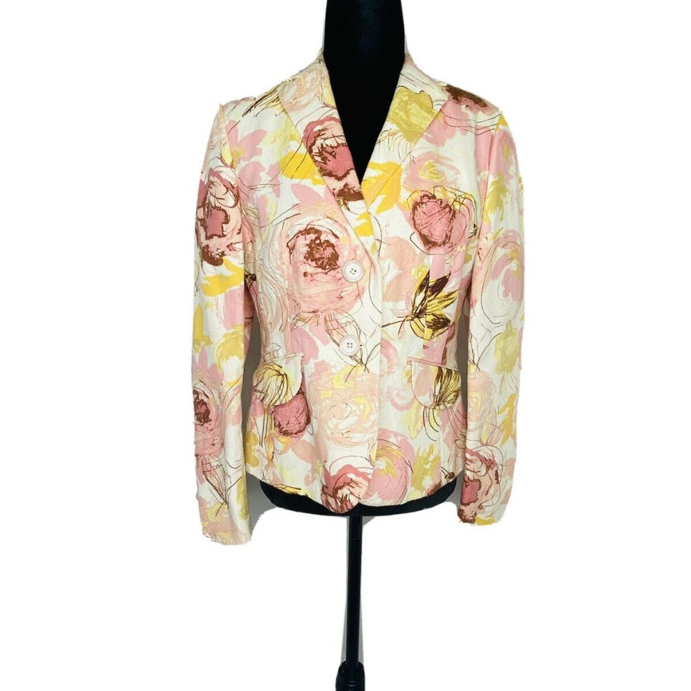 Ann Taylor Floral Cotton & Linen Blend Blazer - Picture 10 of 13